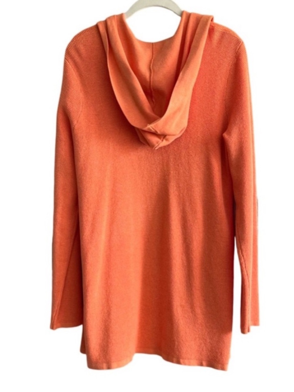NEW Cyrus Hooded Cardigan Sweater Waffle Knit Pockets Melon Orange Size M - Picture 2 of 9